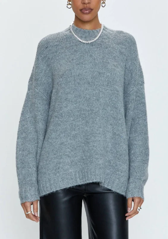 Carlen Mock Neck Sweater In Heather Grey