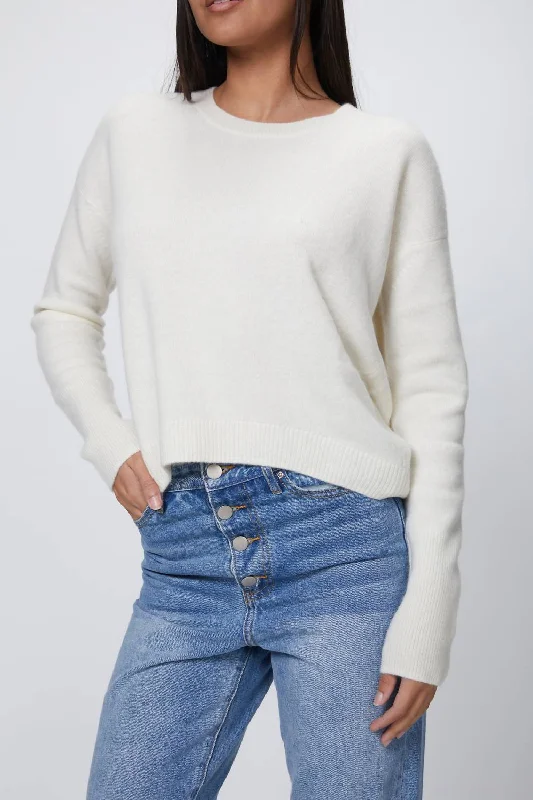 Cropped Cashmere Jumper In White