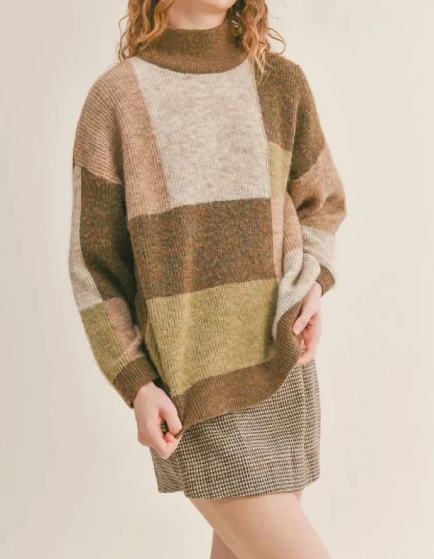 Forest Walk Mock Turtleneck Sweater In Multi