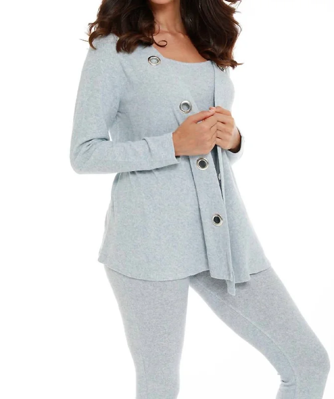 Juliana Kashmira Open Grommet Cardigan In Sky Blue