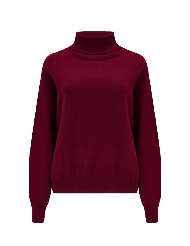 Malibu Roll Neck Sweater In Pinot Noir