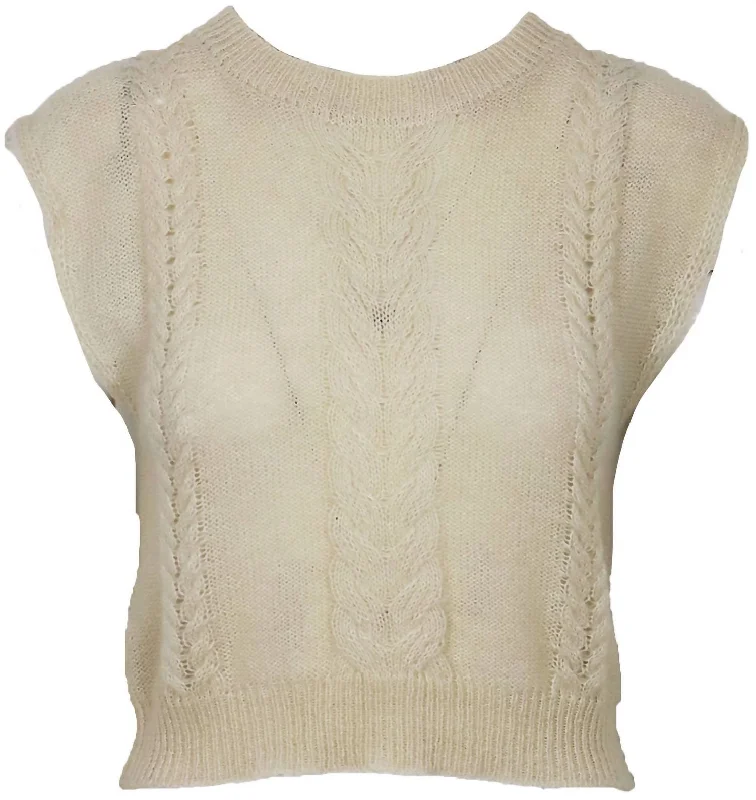 Quentin Cable Knit Top In Cream