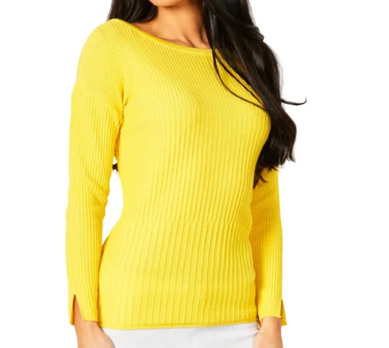 Ribbed Crew Neck Top In Lemon