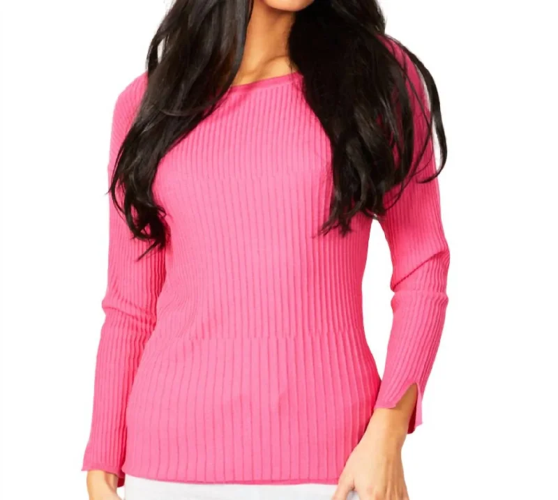 Ribbed Crew Neck Top In Petal