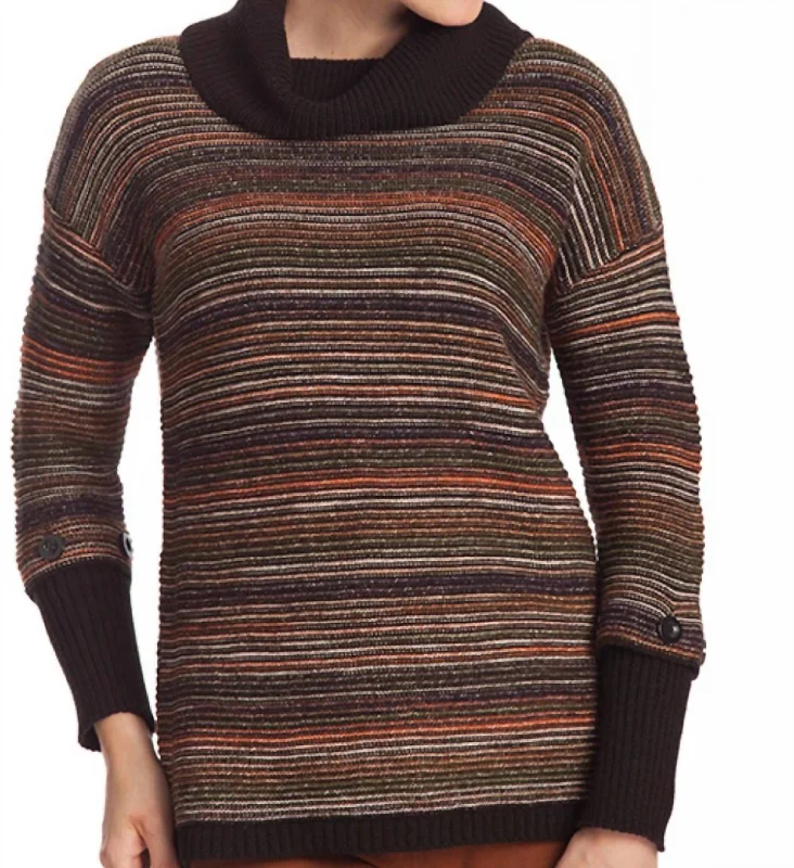 Striped Detachable Sleeve Pullover In Black Multi