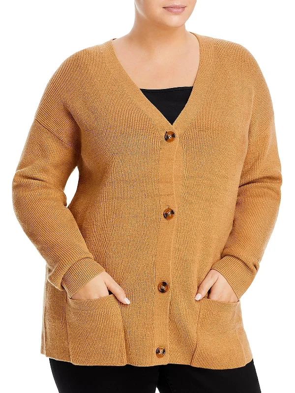 Tomasa Womens Ribbed V-Neck Cardigan Sweater