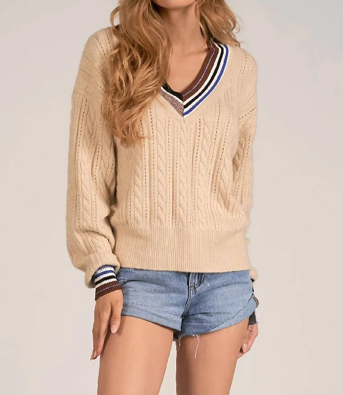 Varsity Sweater In Beige