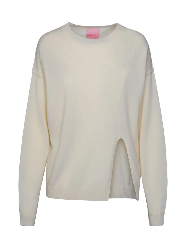 Women's Koa Split Crew Sweater In Organic White