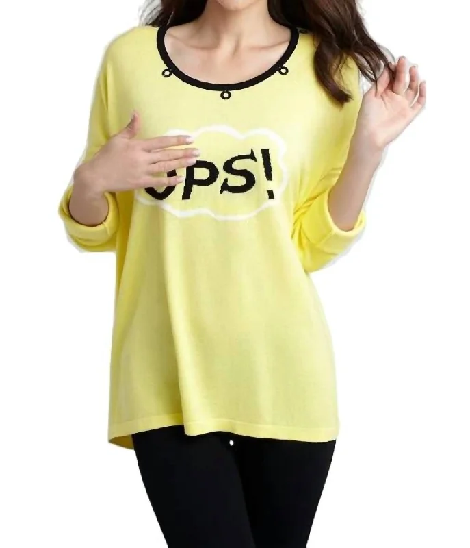 Word Cloud Graphic Sweater In Yellow Multi