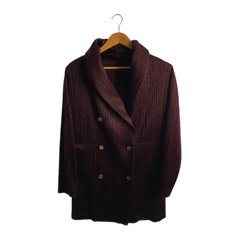 PLEATS PLEASE ISSEY MIYAKE/Jacket/Bordeaux/Polyester/PP43-JA842