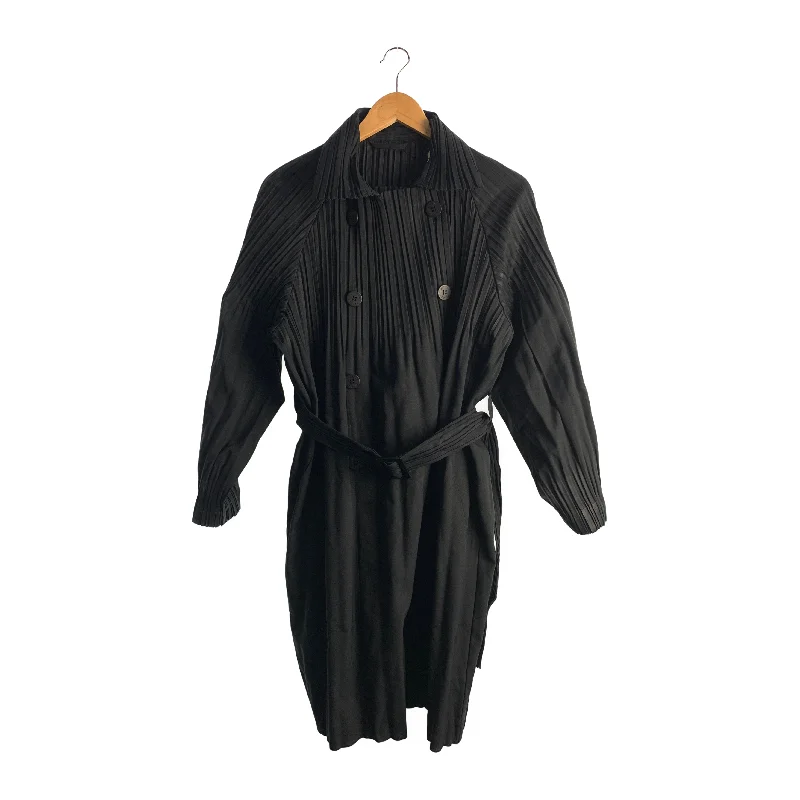 PLEATS PLEASE ISSEY MIYAKE/Coat/Black/Polyester/