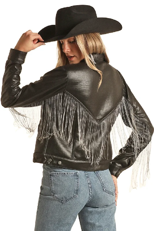 Women's Rock & Roll Cowgirl Sherpa Lined Jacket #BW92D03028