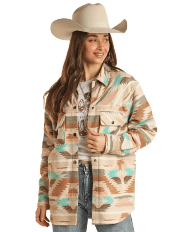 Rock & Roll Cowgirl Women's Natural Aztec Shirt Jacket BW92C02718