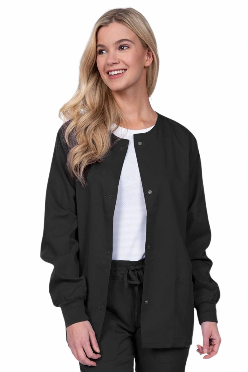 Epic by MedWorks Women's Snap Front Scrub Jacket | Black