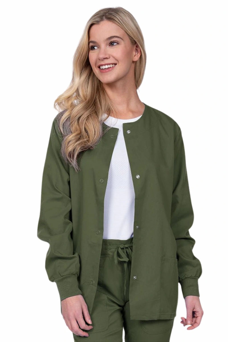 Epic by MedWorks Women's Snap Front Scrub Jacket | Olive