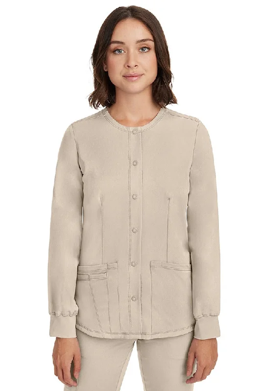 HH-Works Women's Megan Snap Front Scrub Jacket | Khaki