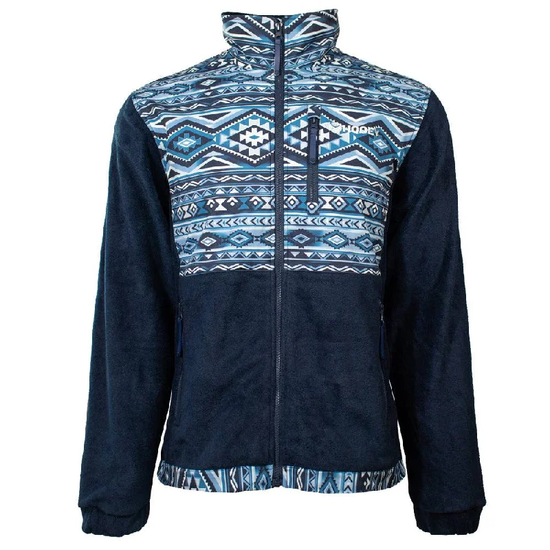 "Hooey Tech Fleece Jacket" Navy/Aztec