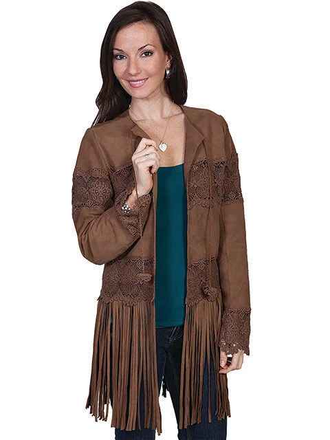 Women's Scully Crochet Laced Suede Coat #L1065BRN