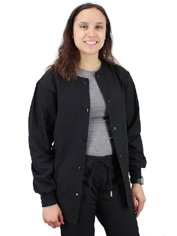 Pocketless Unisex Plastic Snap Jacket  | Black