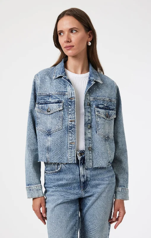 THALIA JACKET IN SHINY MID DENIM