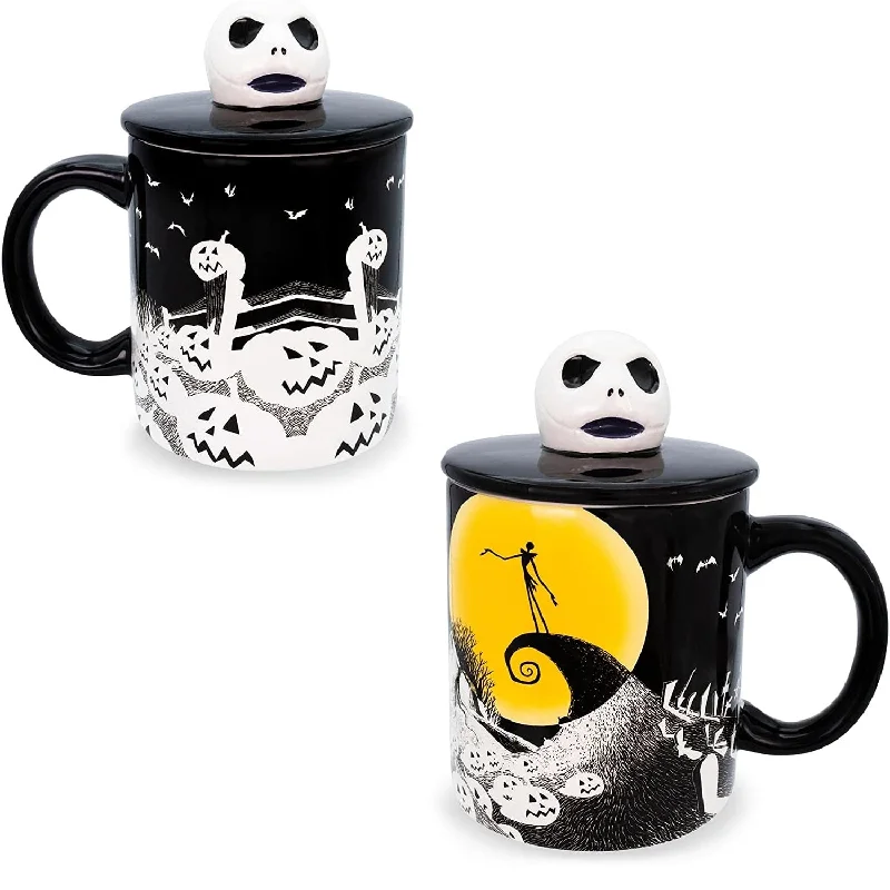 18 Oz. Disney The Nightmare Before Christmas Jack Skellington in Moon Light Mug with Sculpted Jack Head Lid