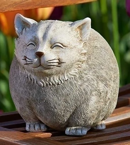 7.25" Chubby Cat Pudgy Pal Garden Statue