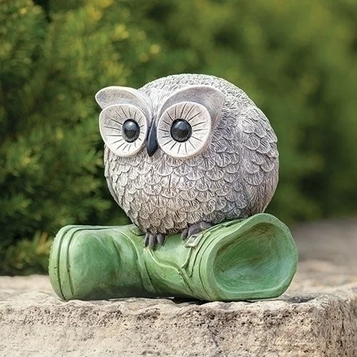 7.25" Owl and Green Pudgy Pal Garden Boot Statue