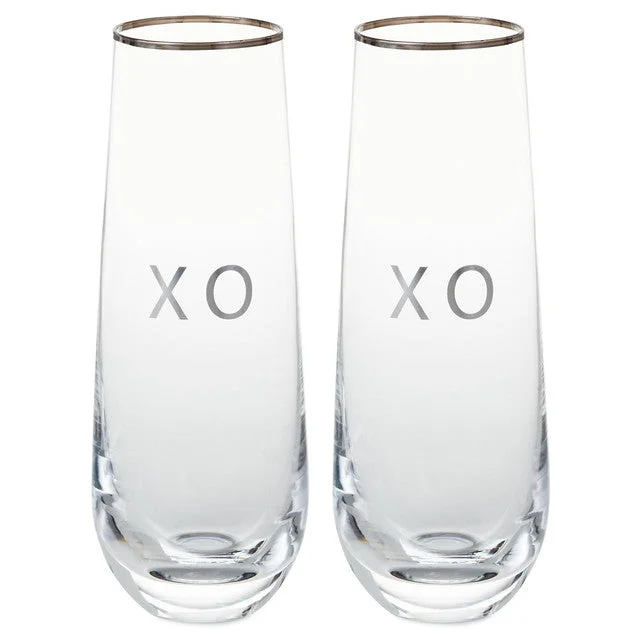 Hallmark XO Stemless Champagne Flutes, Set of 2