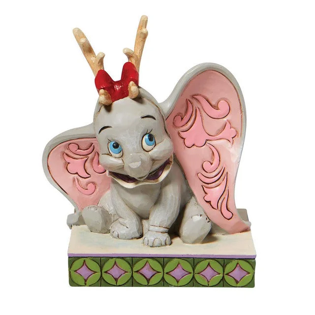 Jim Shore Disney Personality Pose Dumbo with Reindeer Antlers Santa's Cheerful Helper Figurine