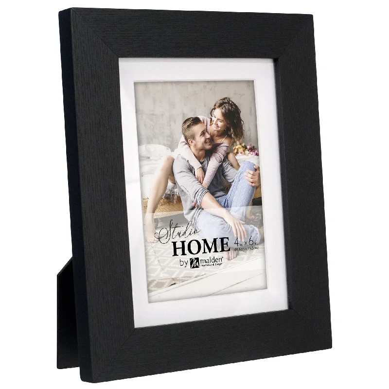 Matted Black Wood Picture Frame Holds 4"x6" or 5"x7" Photo