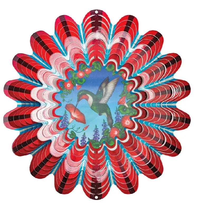 12" Animated Red Hummingbird Wind Spinner