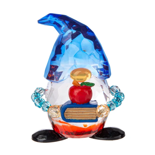 School Gnome with Books and Apple Standing Acrylic Figurine