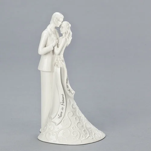 White Loving Couple Cake Top