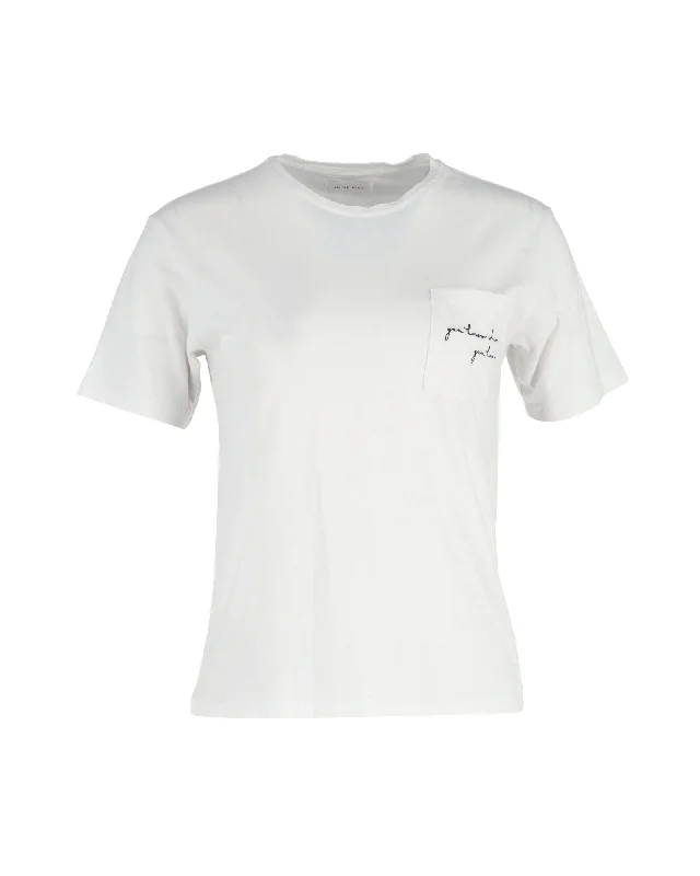 Anine Bing Pocket T-Shirt in White Cotton