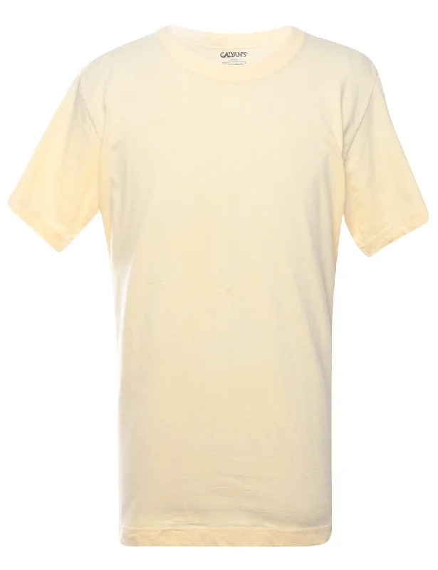 Cream Plain T-shirt - L