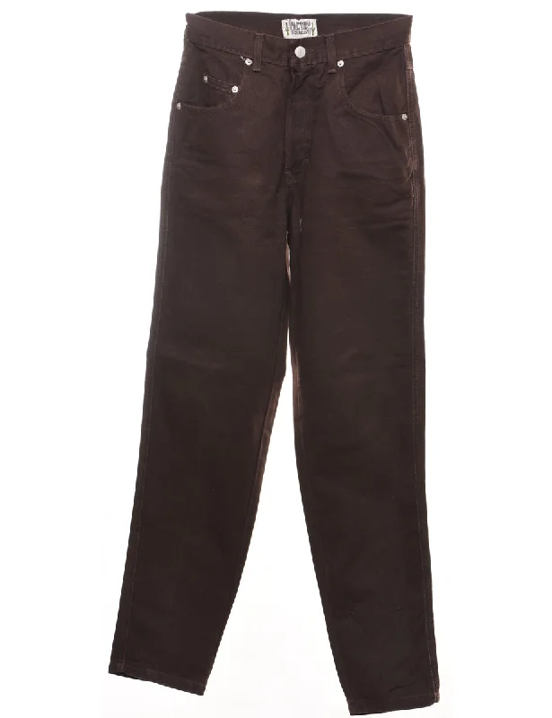 Dark Brown High Waist Tapered Jeans - W24 L30