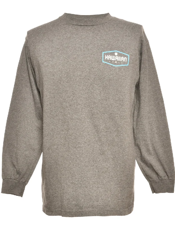 Hawaiian Grey Printed T-shirt - M