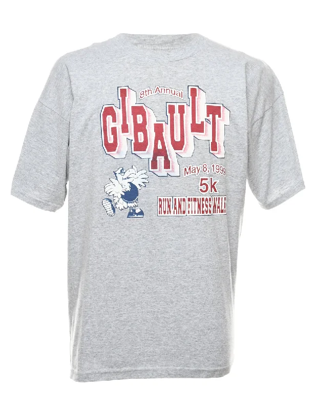 Light Grey & Maroon Gibault Printed T-shirt - XL