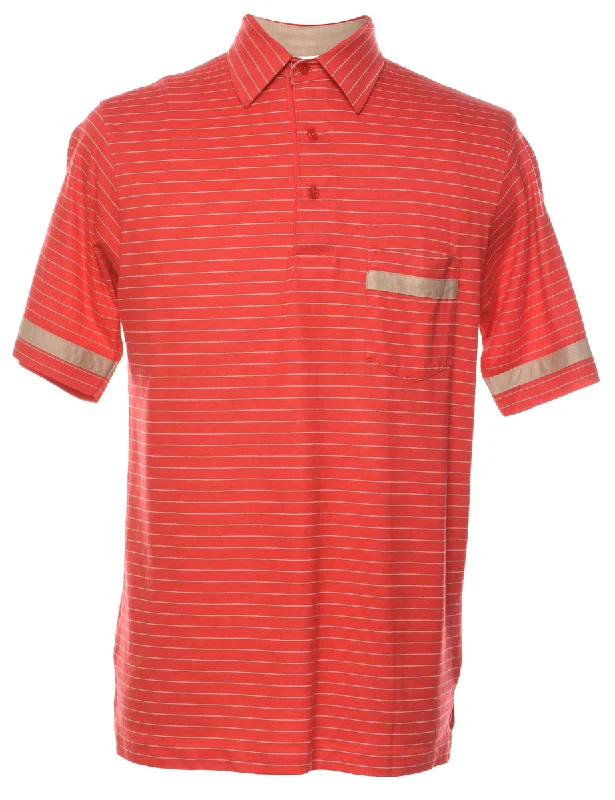 London Fog Red Striped Polo Shirt - M