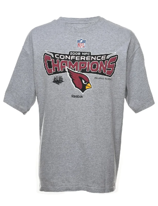 Reebok NFL Light Grey & Maroon Printed Sports T-shirt - XL