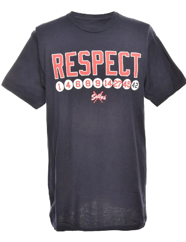 Respect Navy Printed T-shirt - M