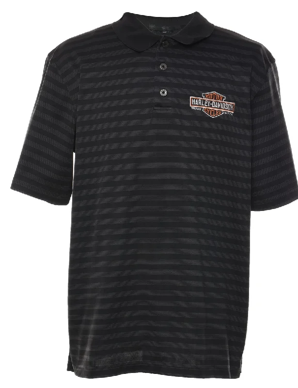 Striped Harley Davidson Polo Shirt - L