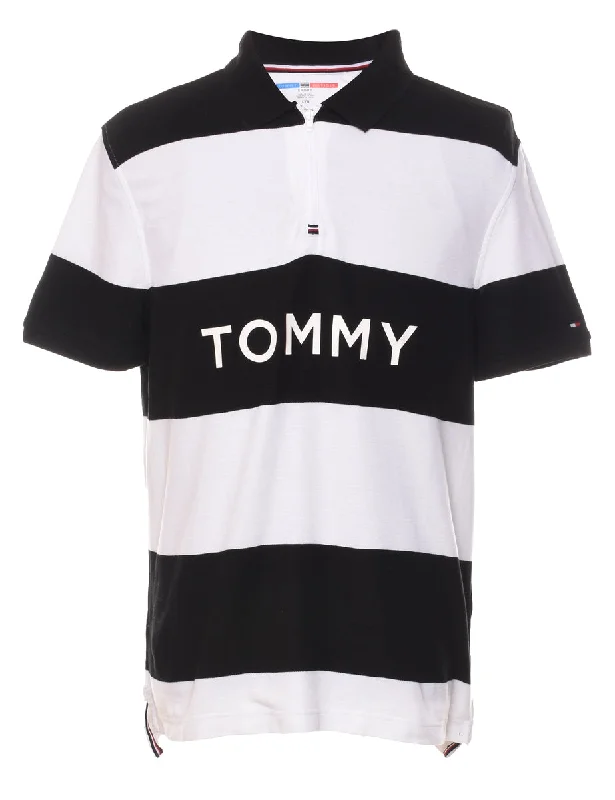 Tommy Hilfiger 1990s Black & White Polo Shirt - L