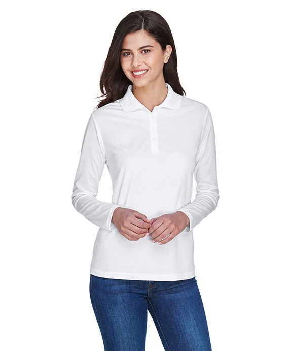 78192 - Core 365 Ladies Pinnacle Performance Long-Sleeve Piqué Polo Shirt | White