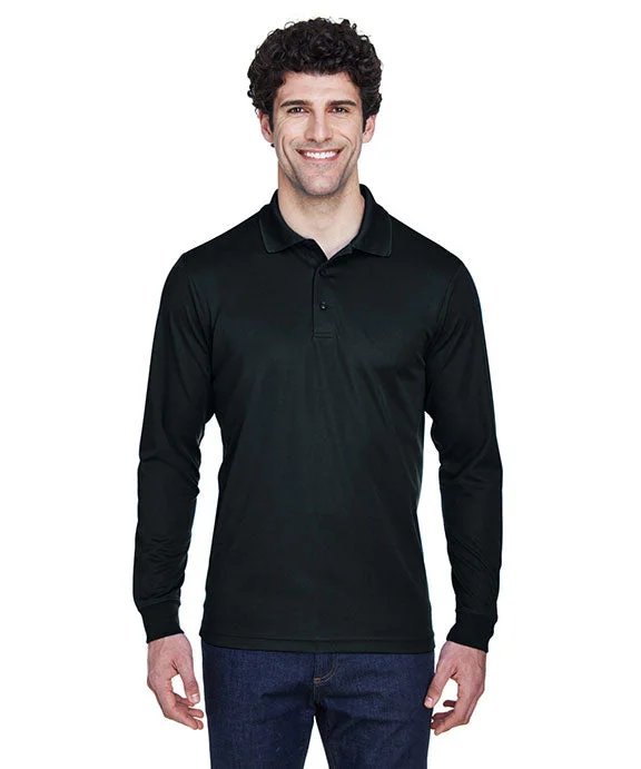 88192 - Core 365 Mens Pinnacle Performance Long-Sleeve Piqué Polo Shirt | Black