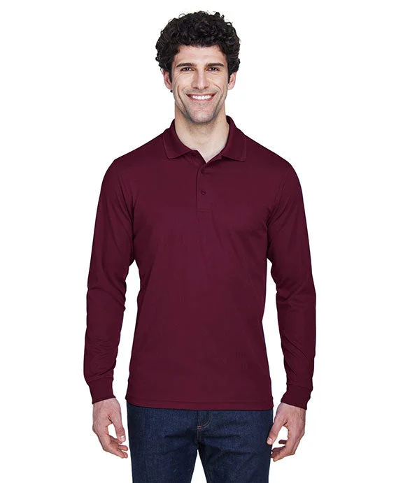 88192 - Core 365 Mens Pinnacle Performance Long-Sleeve Piqué Polo Shirt | Burgundy