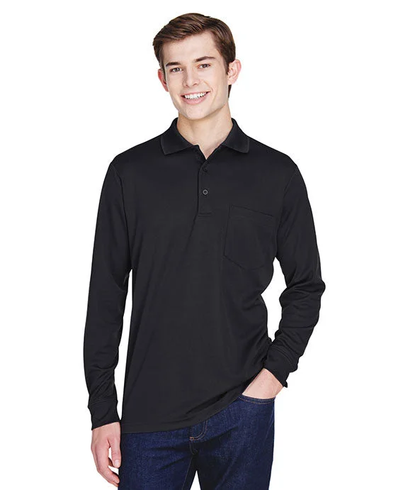 88192P - Core 365 Adult Pinnacle Performance Long-Sleeve Piqué Polo with Pocket | Black