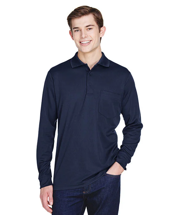 88192P - Core 365 Adult Pinnacle Performance Long-Sleeve Piqué Polo with Pocket | Classic Navy