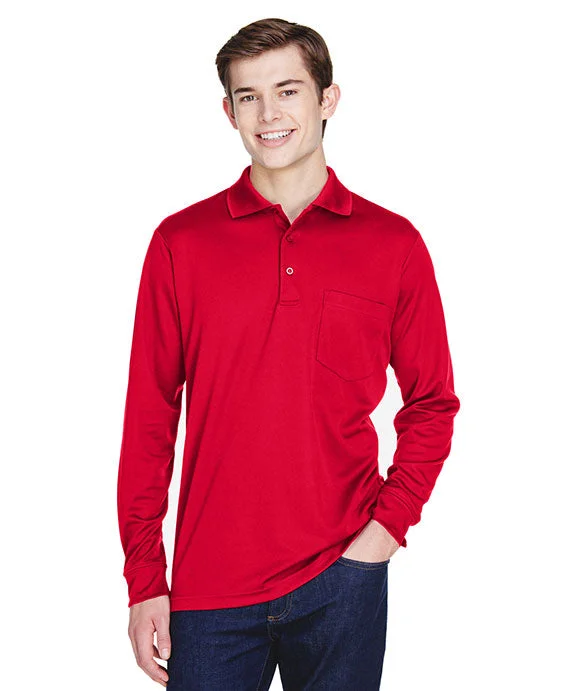 88192P - Core 365 Adult Pinnacle Performance Long-Sleeve Piqué Polo with Pocket | Classic Red