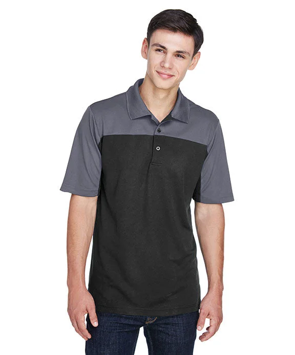 CE101 - Core 365 Mens Balance Colorblock Performance Piqué Polo Shirt | Black/Carbon